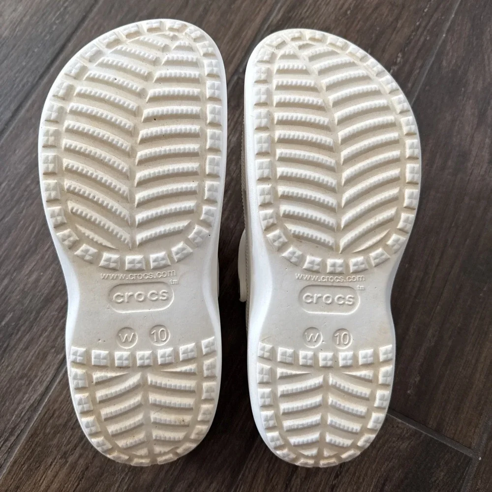 Crocs Baya Platform Clogs Womens 10 White Chunky Slip On
